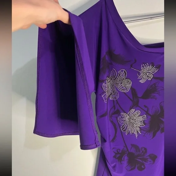 Solar - Womens Dressy Purple Rhinestone top - Picture 4 of 11